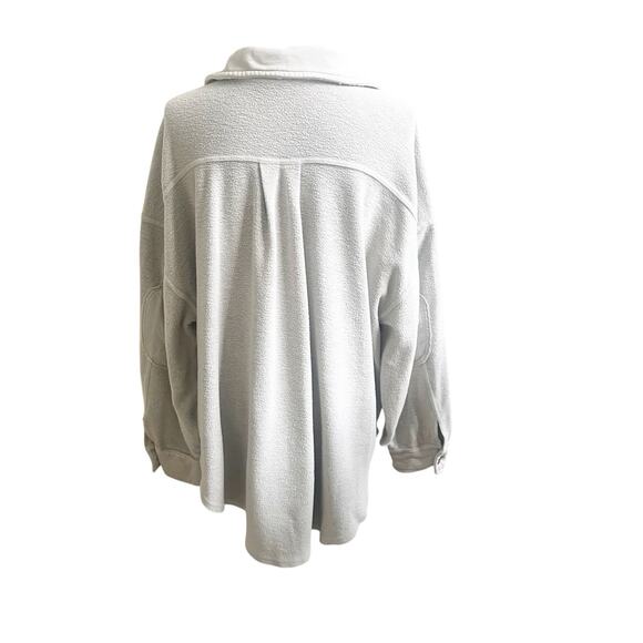 Free People Ruby Shacket in Stone Large Fleece Long Sleeve Button Front Pockets - Picture 4 of 15